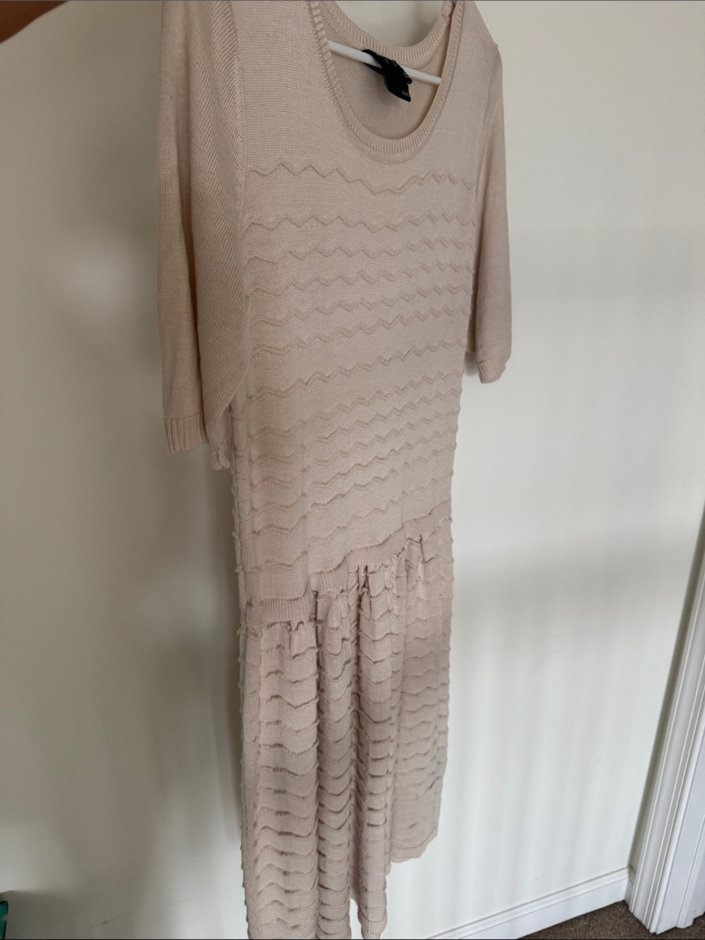 Gabby Skye Light Blush Wave-Texture Knit Dress